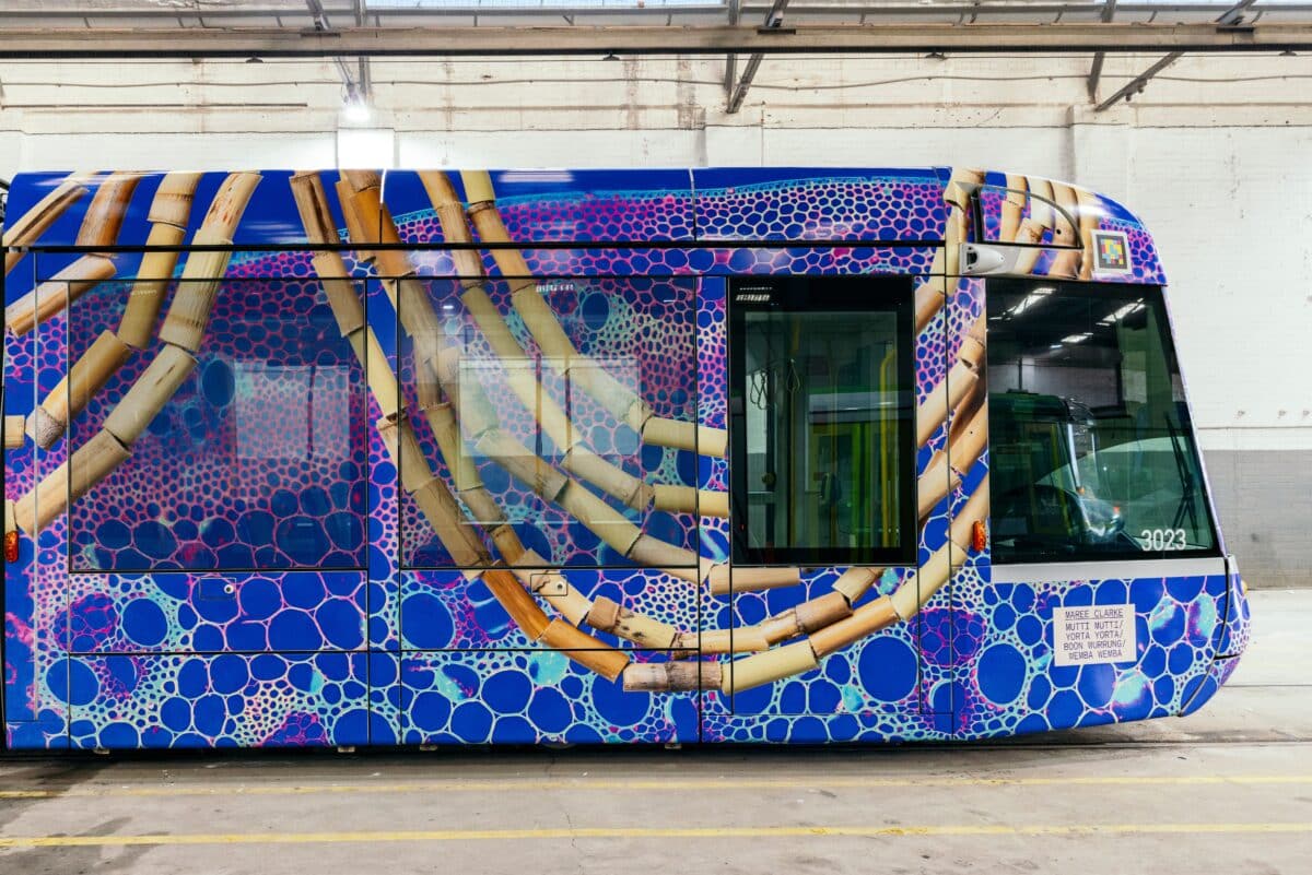 RISING: First Peoples Melbourne Art Trams, Melbourne, 2026 3 Rising Maree Clarke JM ()